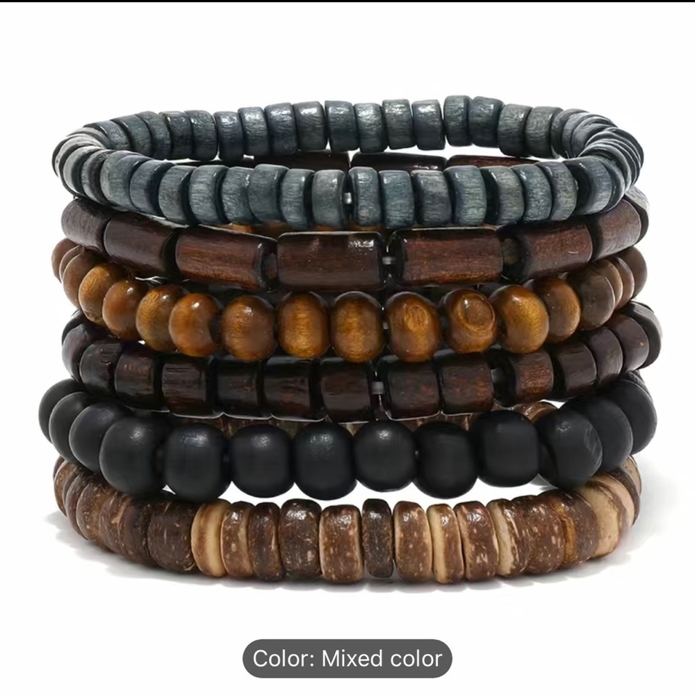 6pcs/set Trendy Minimalist Beaded Bracelets For Men For Daily Decoration, Gifts
